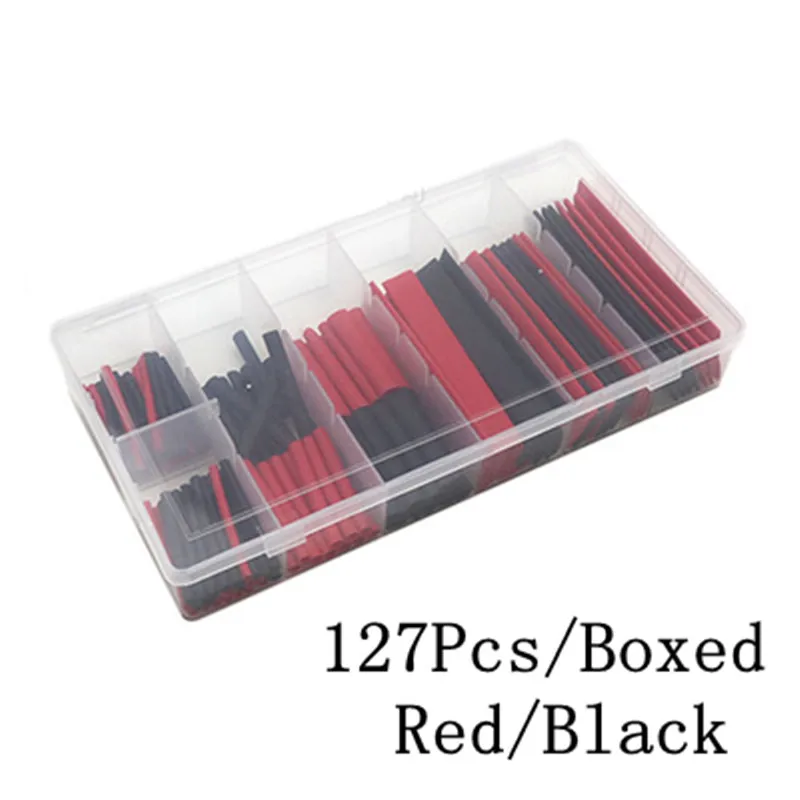 127Pcs Boxed 2:1 Heat Shrink Tube Polyolefin Heat Cable Wire Shrink Tube Shrinkable Sleeve Insulation Wire Shrink Cable DIY