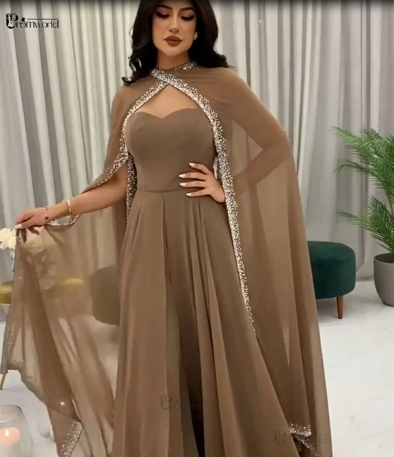 Modern High Couture Evening Dresses A-Line Vestidos De Fiesta Sweetheart Chiffon Beading Robe Dubai Arabic Formal Prom Gown image 5