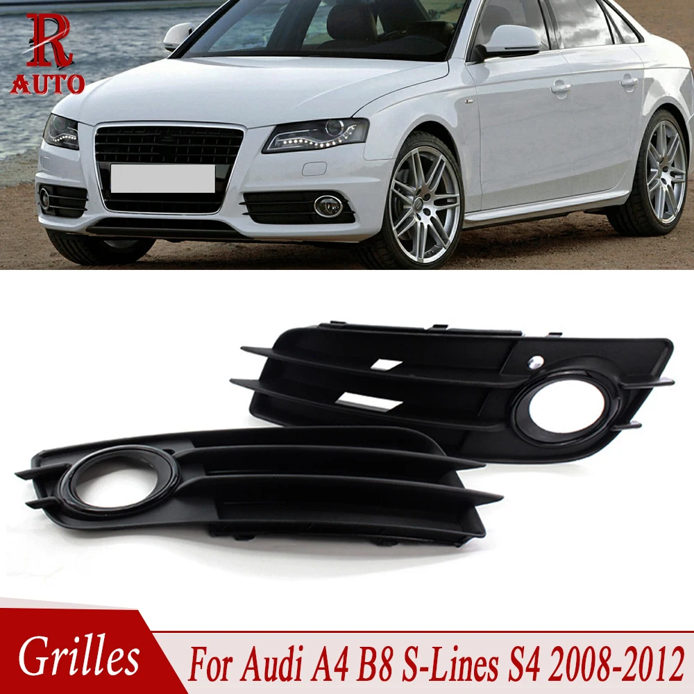 R-AUTO Front Bumper Grille Fog Light Grille Lamp Cover For Audi A4 B8 S-Lines S4 2008 2009 2010 2011 2012 8K0807682C