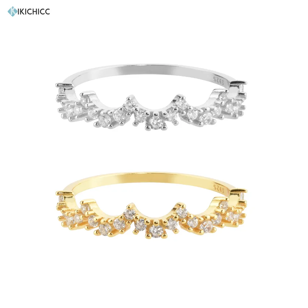 KIKICHICC 100% 925 Sterling Silver Gold Zircon Lace Edge Ring Band Women Luxury New 2021 Zircon CZ Luxury Wedding Jewelry