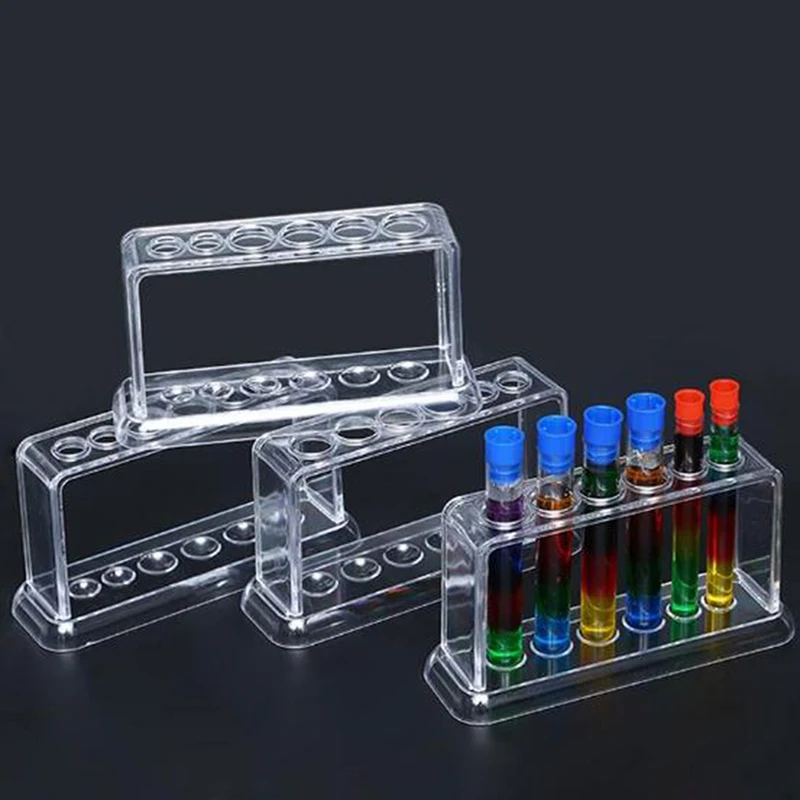 1PC Plastic Clear Test Tube Rack 6 Holes Stand Lab Test Tube Stand Shelf School Supply Lab Equipment 16.7*8*3cm