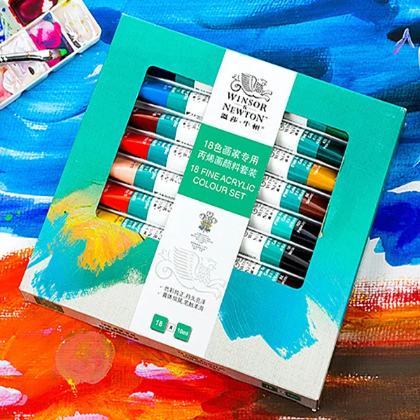 Ensemble de peintures acryliques WINSOR & NEWTON, 10ML, tube, peint à la main, peinture murale, textile, fournitures d'art colorées, AOA020