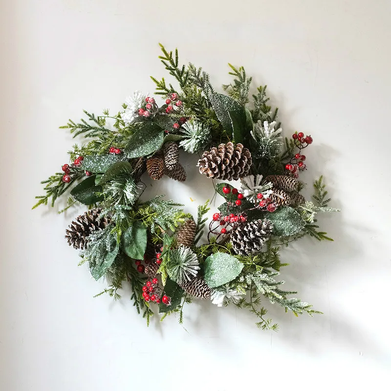 

Luxury Artificial Christmas Pine Cones Wreath Round Vine Garland Flowers Door Hanging Wall Window Wedding Party Christmas Decor