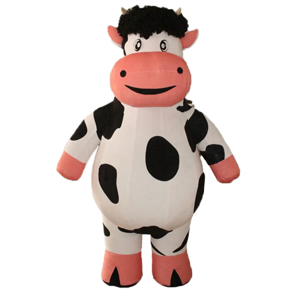 1.9M Halloween Inflatable Milk Cow Mascot Costume Suit Cosplay Party Game Advertising Onesies For Adults Santa Claus Dress New