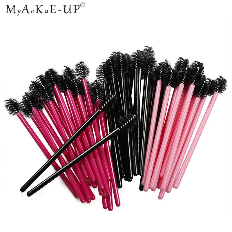 50Pcs Disposable Micro Brushes Mascara Wands Eyelash Extension Cleaning Makeup Tools Applicator Spoolers Lash Eyebrow Brush