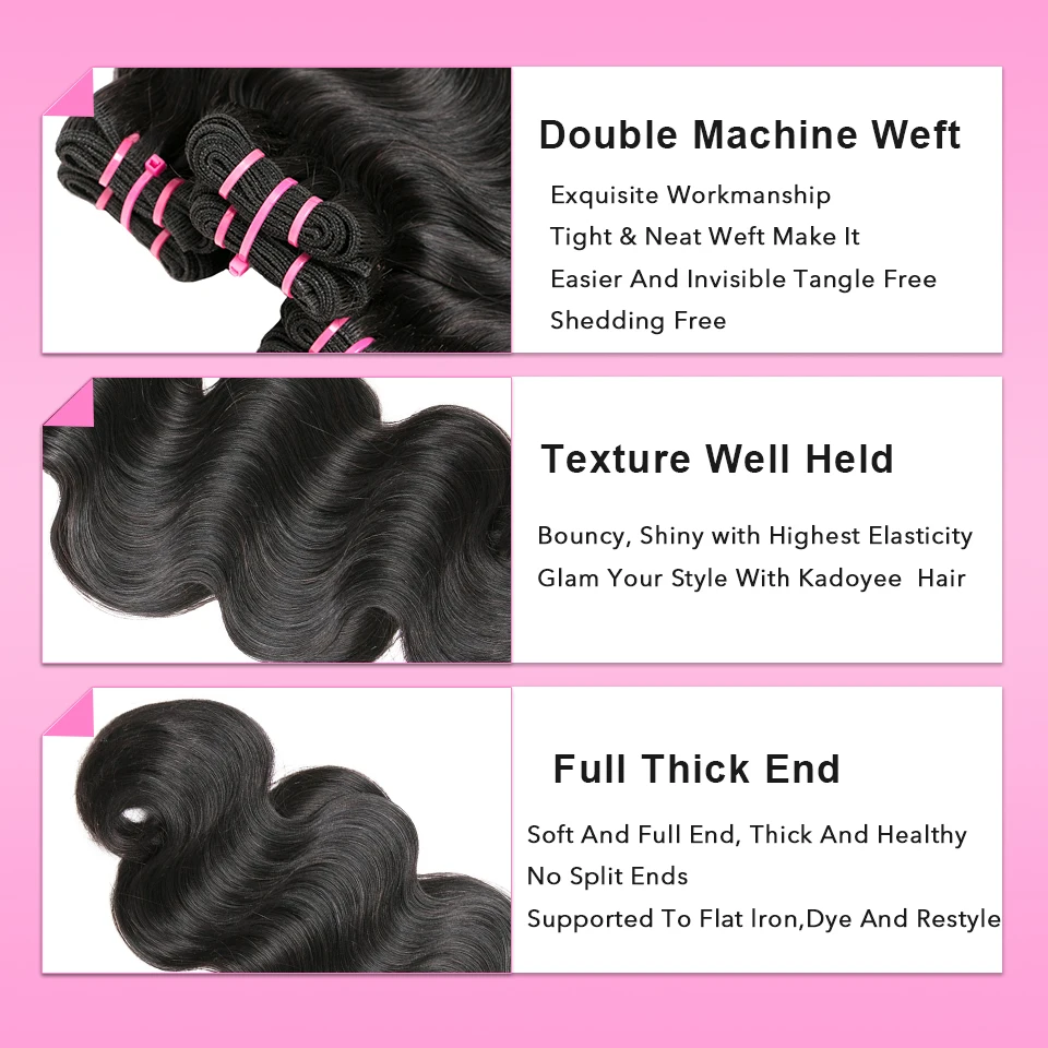 Brazilian Hair Body Wave Human Hair Bundles Funmi Hair Weave 3 Bundles Remy Hair Extensions High Ratio 10-26" For Black Women