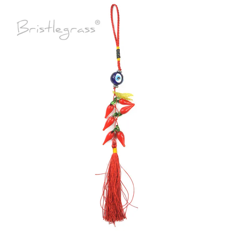 BRISTLEGRASS Turkish Blue Evil Eye Chili Tassels Car Wall Hanging Pendants Pendulum Amulets Lucky Charm Blessing Protection Gift