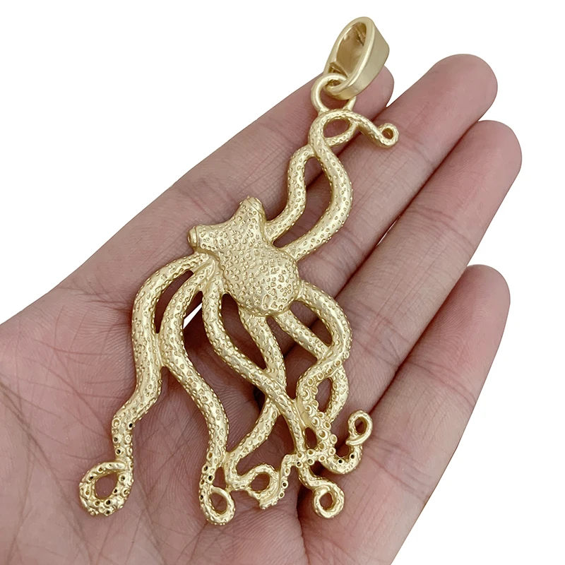 2 x Matte Gold Color Large Octopus Squid Charms Pendants for DIY Necklace Jewelry Making Findings Accessories 95x43mm