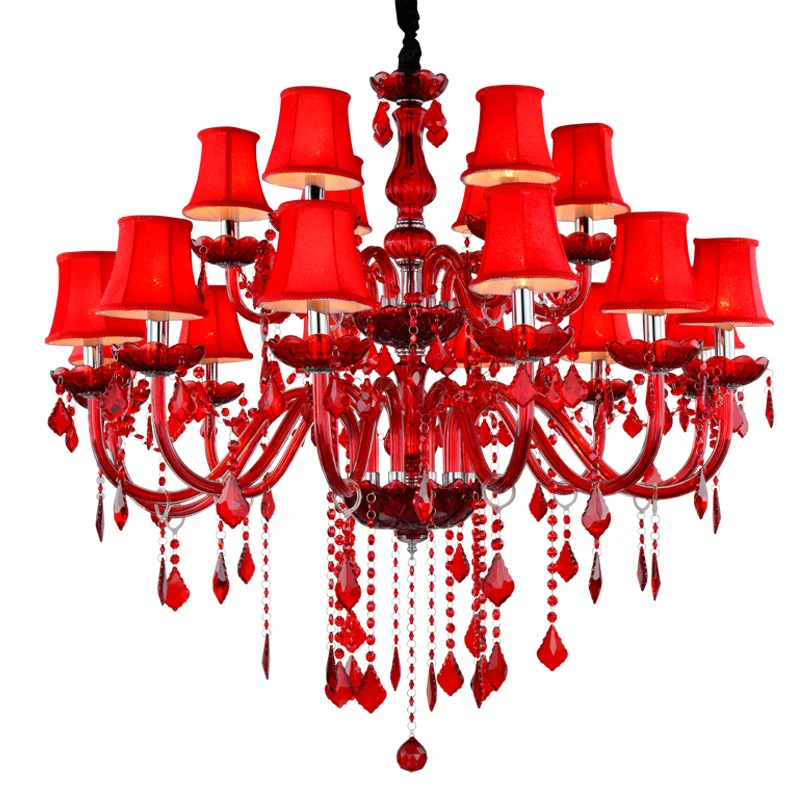 New Modern Red crystal chandeliers for Livingroom Bedroom weeding room indoor lamp crystal lustres de teto ceiling chandelier