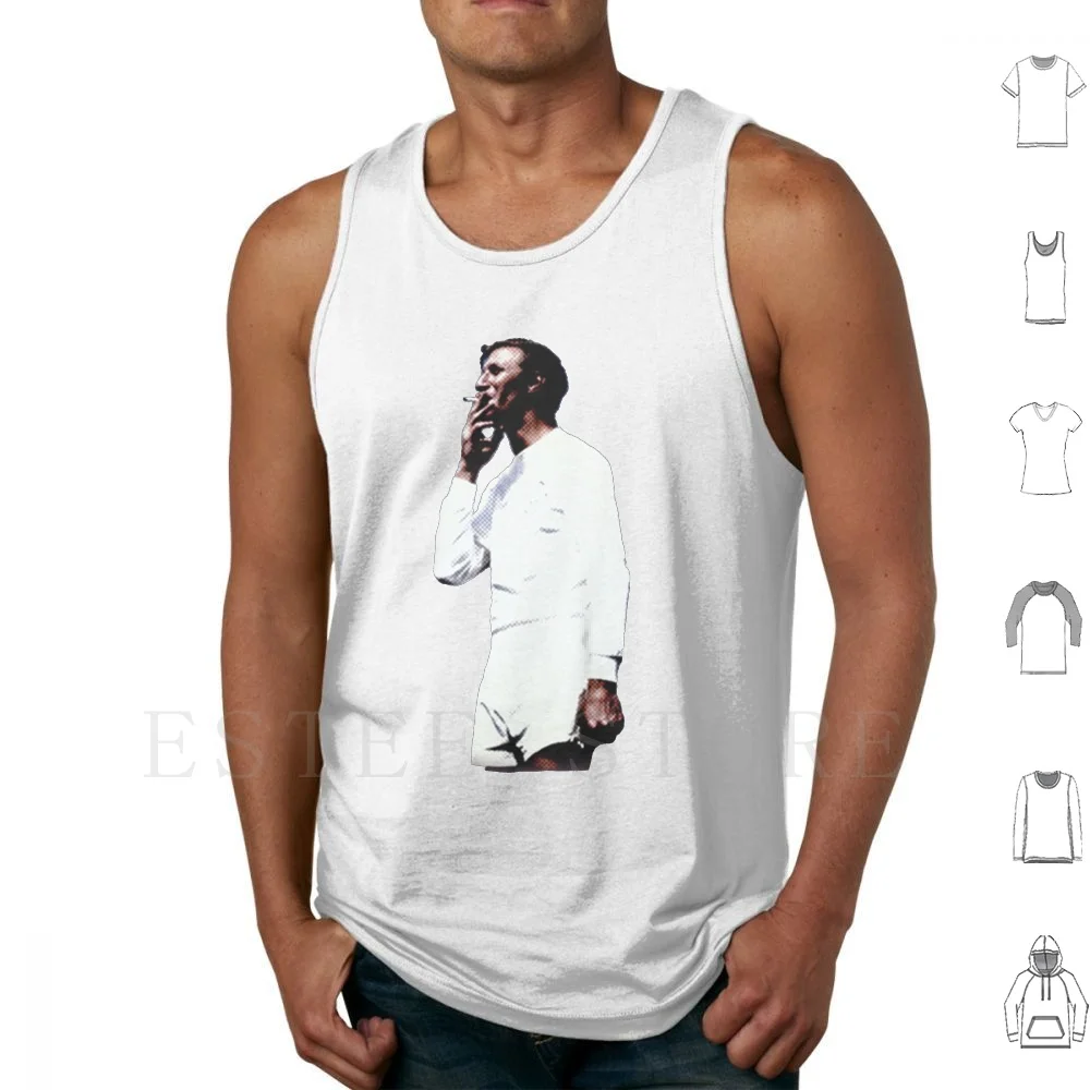 Jack Charlton-Cutout Tank Tops Vest Cotton Jack Charlton Football Soccer 1970 Smoking Training