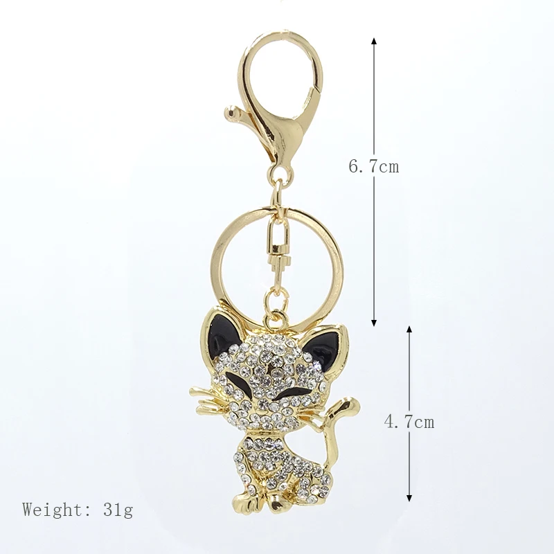 XDPQQ Fashion Jewelry Keychain Car Decoration Pendant Metal Rhinestone Female New Animal Kitten Keychain