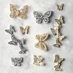 2Pcs Metal Nail Art Butterfly Jewelry Crystal Strass Alloy DesignsCharms Nail Diamond Stones Wedding Charms Accessories