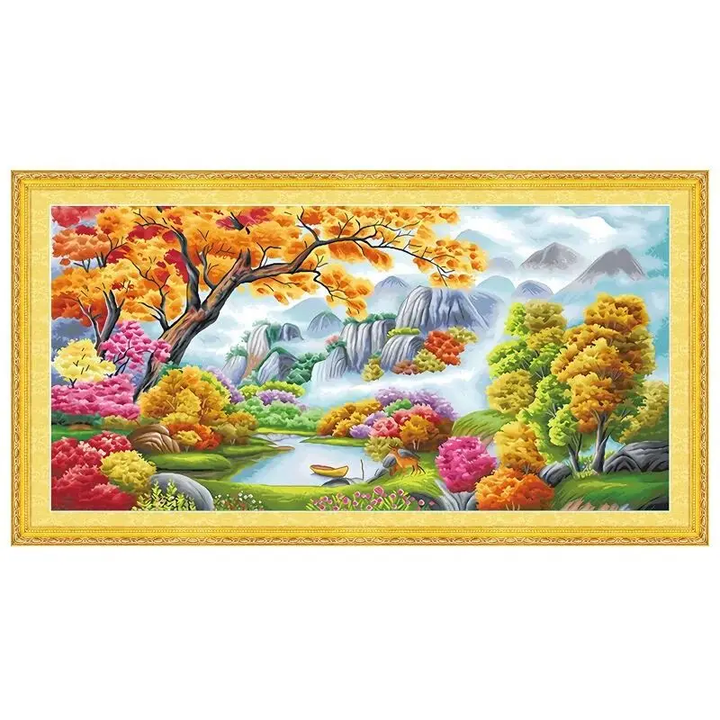 Beautiful Landscape Large Embroidery 11CT Canvas DIY Needlework Home Decor Printed Cross Stitch Kits