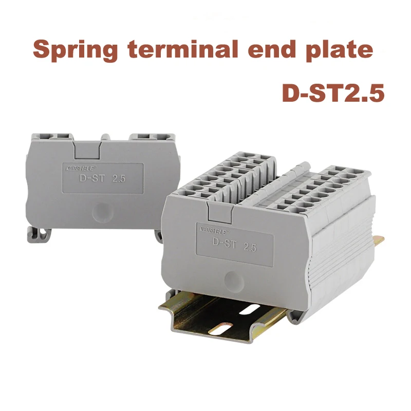 10Pcs Spring Terminal Block Plate D-ST2.5/4/6/10 Universal Bornier End Stopper Morsettiera Baffle Side Sealing Spacer Cover