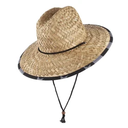 GEMVIE 2022 Classic Handwork Women Men Straw Summer Beach Sun hat Outdoor Summer Wide Brim Jazz Panama Straw Lifeguard Hat