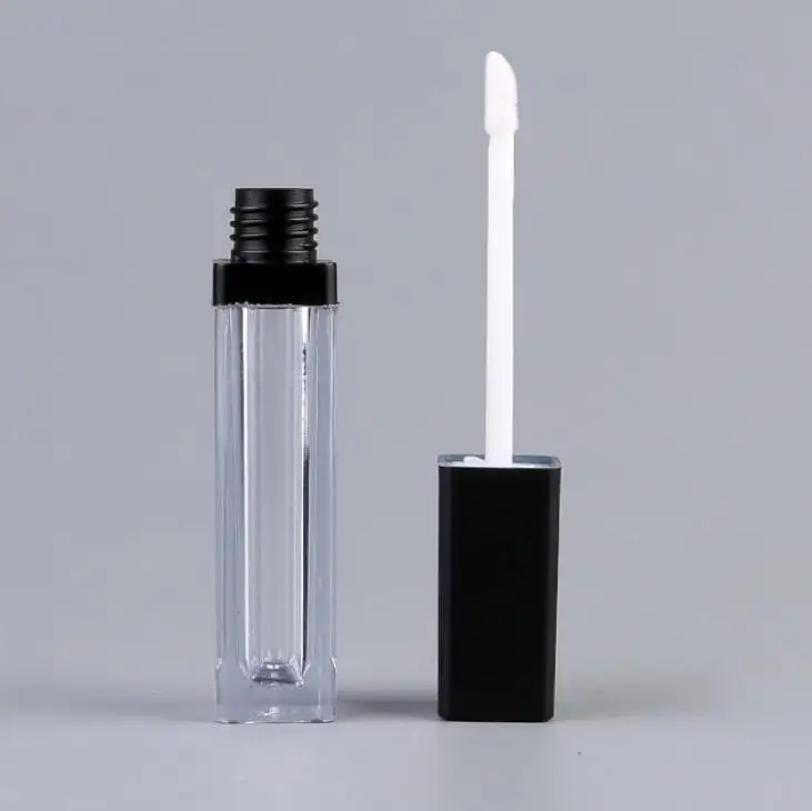 8ml Empty Lip Gloss Tubes Refillable Square Matte Black Lipstick Liquid Oil Tube Lipgloss Packaging Container LX1110