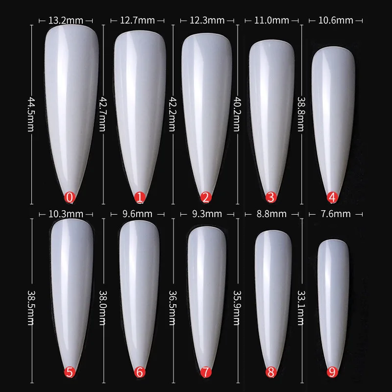 500 Stück Vollabdeckende Kunstgel-Verlängerungsnagelspitzen Stiletto-Coffin-Design Falsche Nagelspitzen für DIY-Maniküre-Zubehör – Detail 2