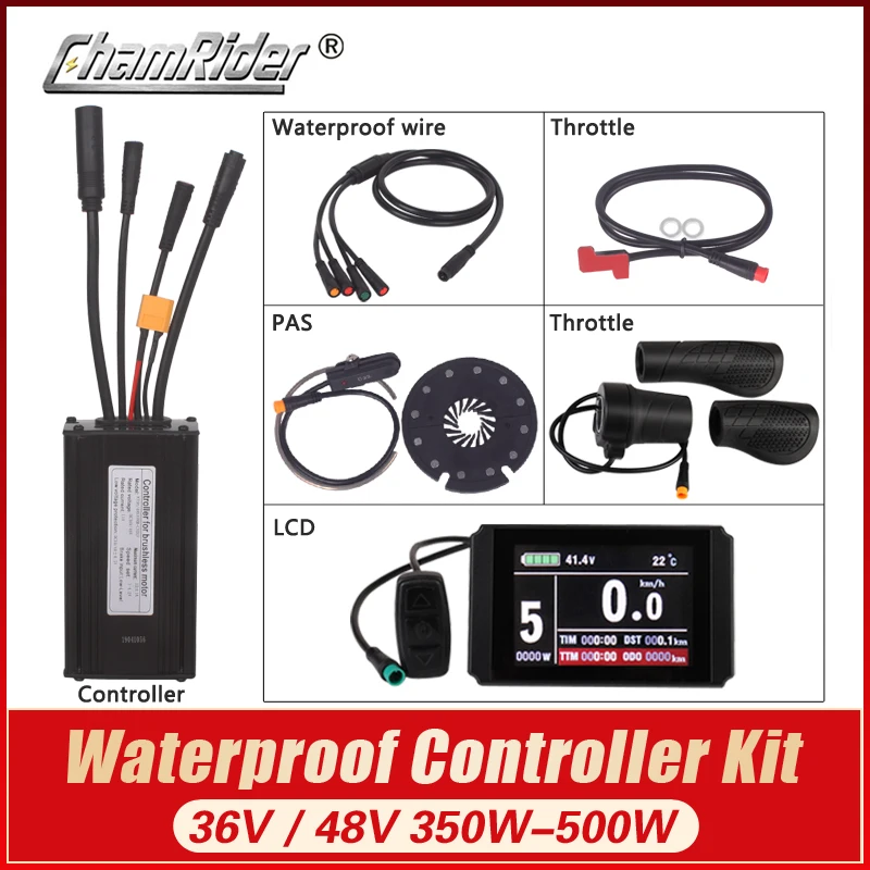 

Waterproof Connector 500W 22A Controller LCD8H PAS Throttle Brake V12L Set