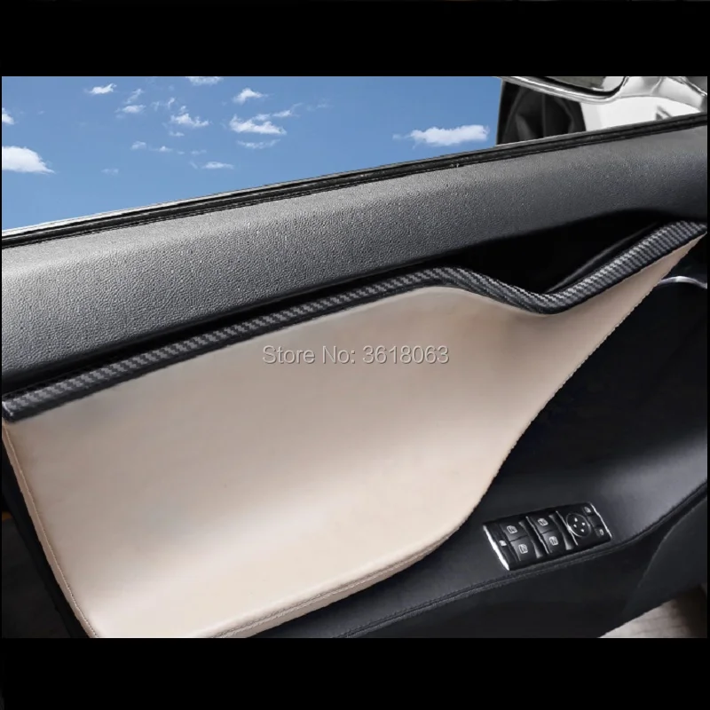 

For Tesla Model S 2018 2019 Carbon Fiber Car Inside Door Panel Strip Cover Door Inner Armrest Sticker Trim Styling Accessories