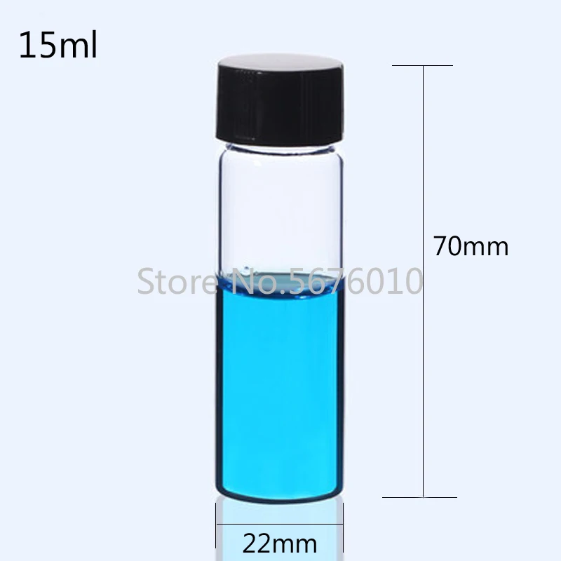 

50pcs/lot 15mL Transparent Clear Glass Sample Bottles Essential Oil Bottle Lab Chemistry Vial Container Lab Glass Bottle