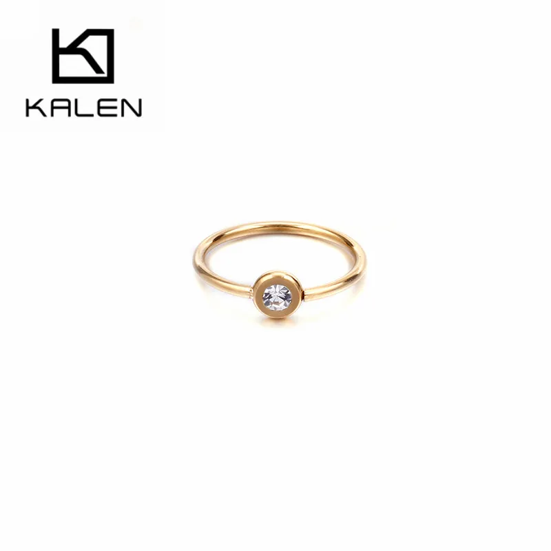 KALEN Fashion MINI Round Wedding Bands Rings For Women Tri-Color Stainless Steel Cubic Zircon Bijoux Mujer Anillos Party Jewelry