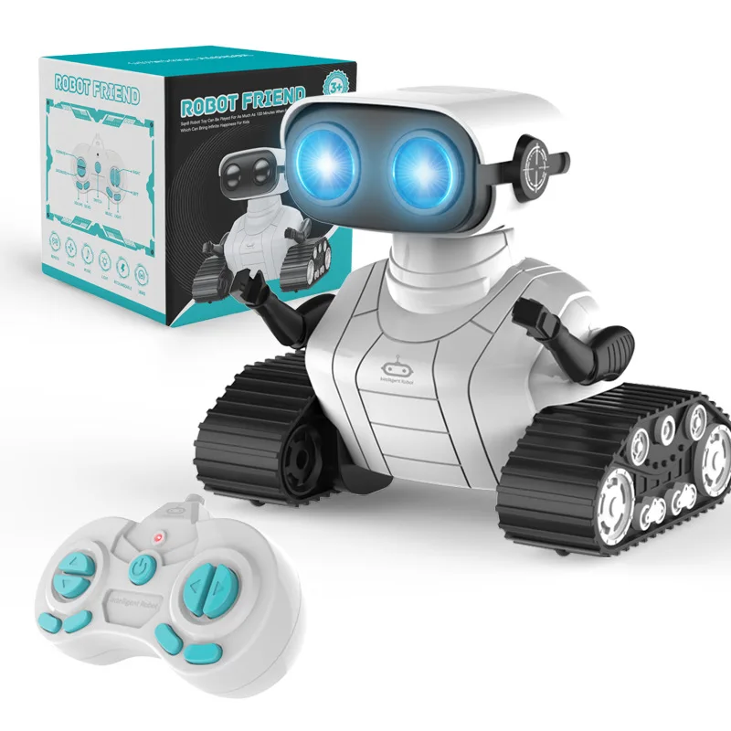 Fernbedienungsroboter mit LED-Licht, Musik abspielen, USB-Lade-Track-Modus, L12,6 cm, Geschenke für Kinder