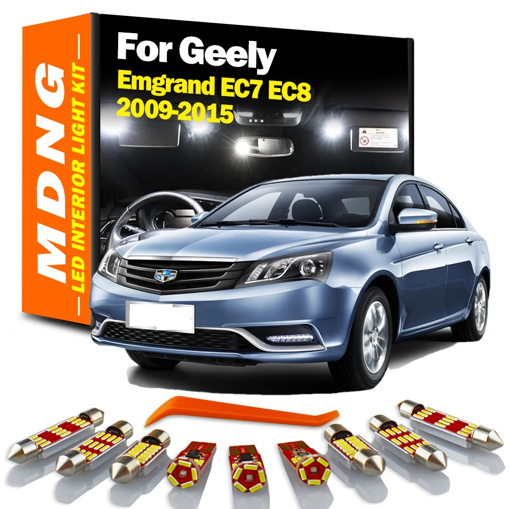 MDNG 7Pcs Canbus Car LED Interior Map Trunk Light Kit For Geely Emgrand EC7 EC8 2009 2010 2011 2012 2013 2014 2015 Led Bulbs