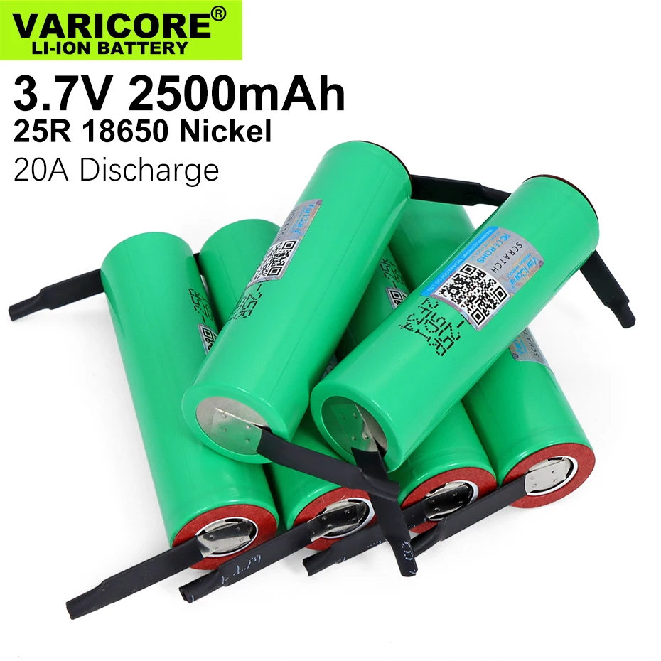 1-10PCS VariCore original 18650 2500mAh Battery INR1865025R 3.6 V Discharge 20A Dedicated Battery Power + DIY Nickel