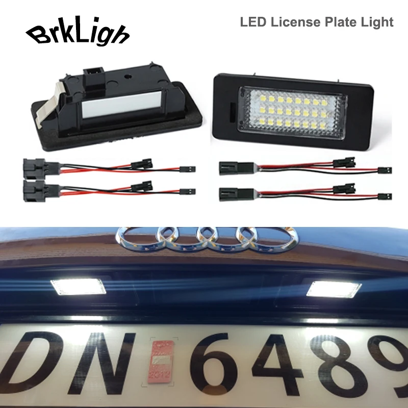2Pcs No Error White LED Number License Plate Lights Lamp Car Accessories For Audi Q3 Q5 A1 S1 A3 A4 S4 A5 A6 S6 RS6 A7 S7 RS7 TT