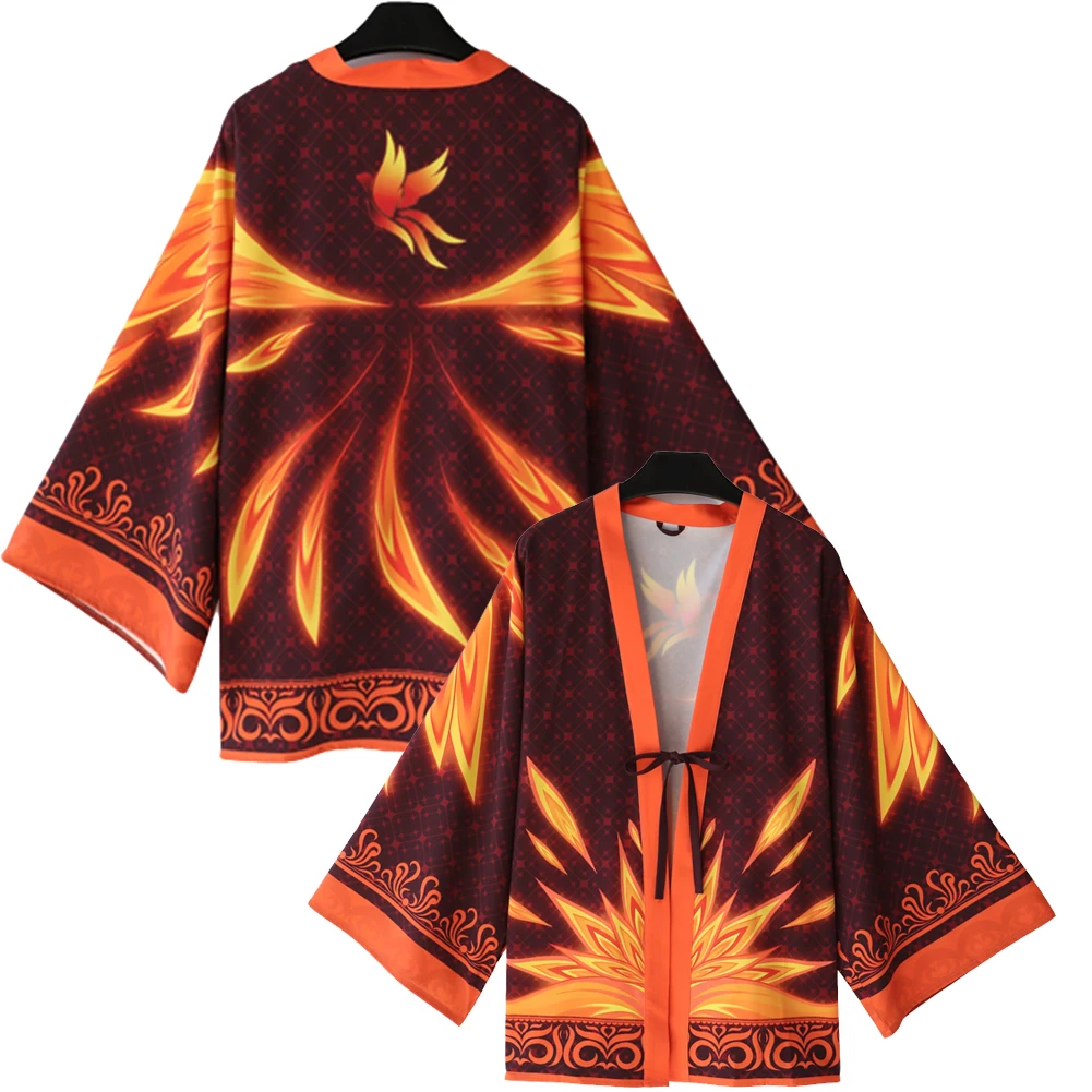 Brdwn Chinese Style Chinese Valentine's Day Halloween Pumpkin Phoenix Red-Crowned Crane Whale Haori Cape Cloak