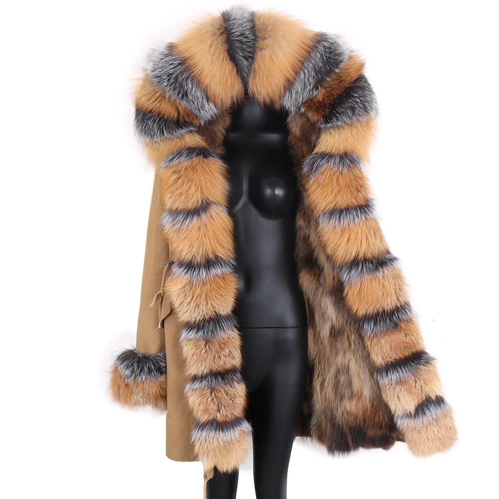 

Real Raccoon Fur Collar Women Coat Parka Natrual Fox Fur Women's Waterproof Detachable Parka Female Coat 2021 Winter Jacket