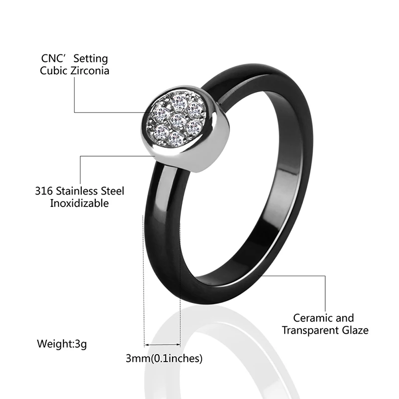 New Geometric Jewelry Sets Women Jewerly  AAA+ CZ Zirconia Elegant Style Wedding Ceramic Rings Stud Earrings Never Fade Gift