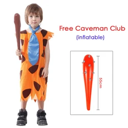 Umorden Kids Stone Age Cave Boy Costume Fred Flintstone Cosplay for Child Toddler Boys 3-4Y 4-8Y