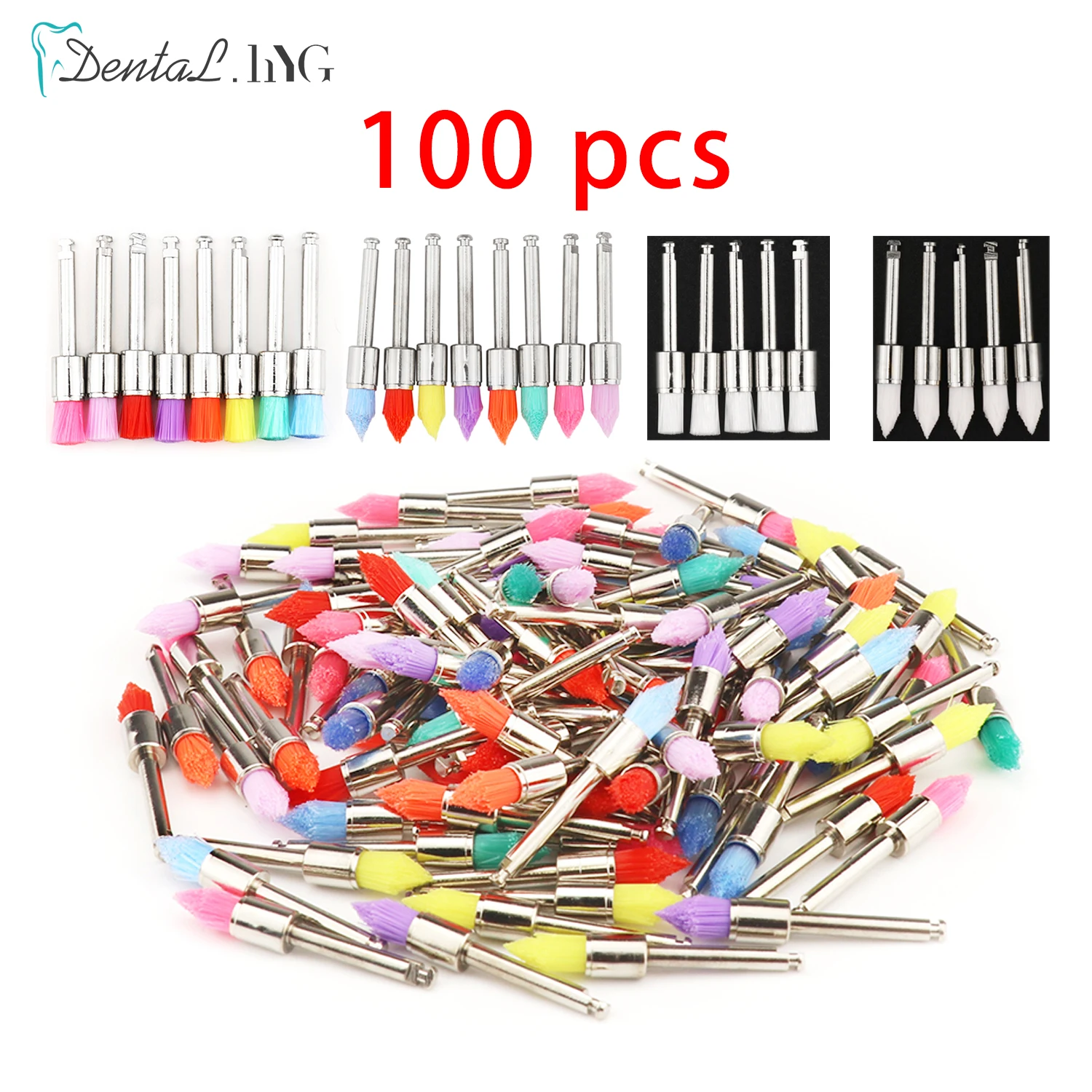 Dental Polishing Brush 100pcs Disposable Dental Prophy Brushes Latch Type Polisher Dental Materials Teeth Whitening Dental Lab