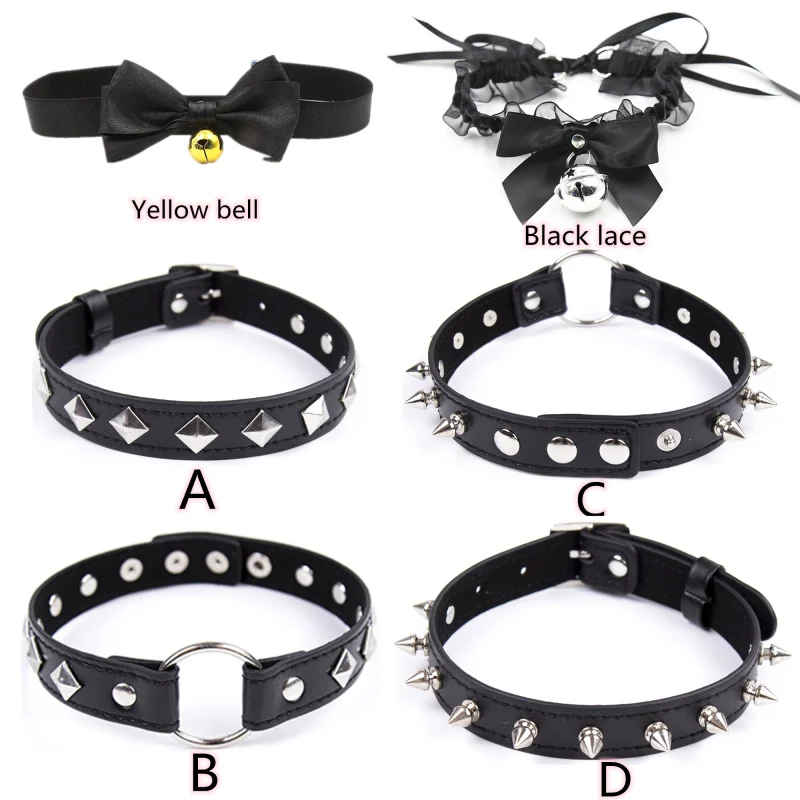 Mascarilla y Collar de cuero negro para mujer, máscara con agujeros para Halloween, disfraces, máscara sexual con los ojos vendados, Collar Bdsm