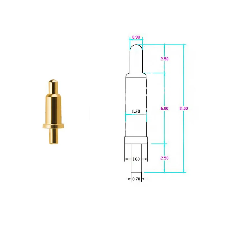 10pcs 1pin pogo pin connector pogopin Battery spring Loaded Contact SMD DIP needle PCB 1P Test Probes Gold-plated copper power