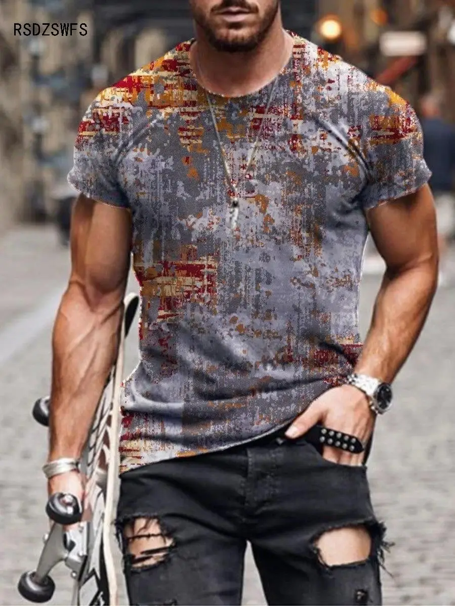 Summer irregular pattern sports breathable clothing large size T-shirt men\'s T-shirt 3D-printed short-sleeved shirt 110-6XL