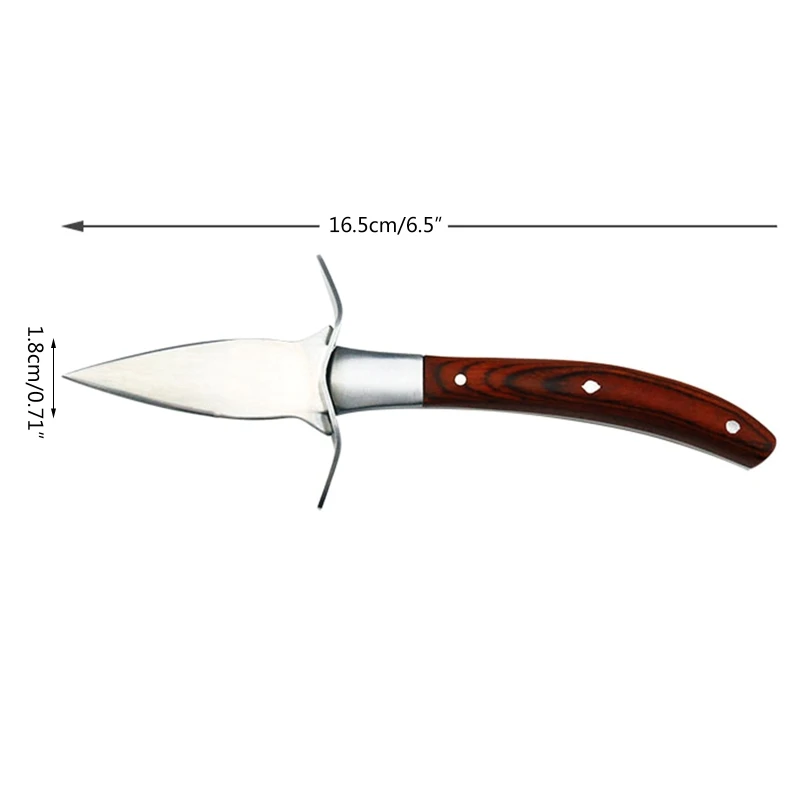 Ouvreur de couteaux à huîtres à manche en bois en acier inoxydable, coupeur de coquille de pétoncle avec étui en cuir pour les outils d\'ouvreur de