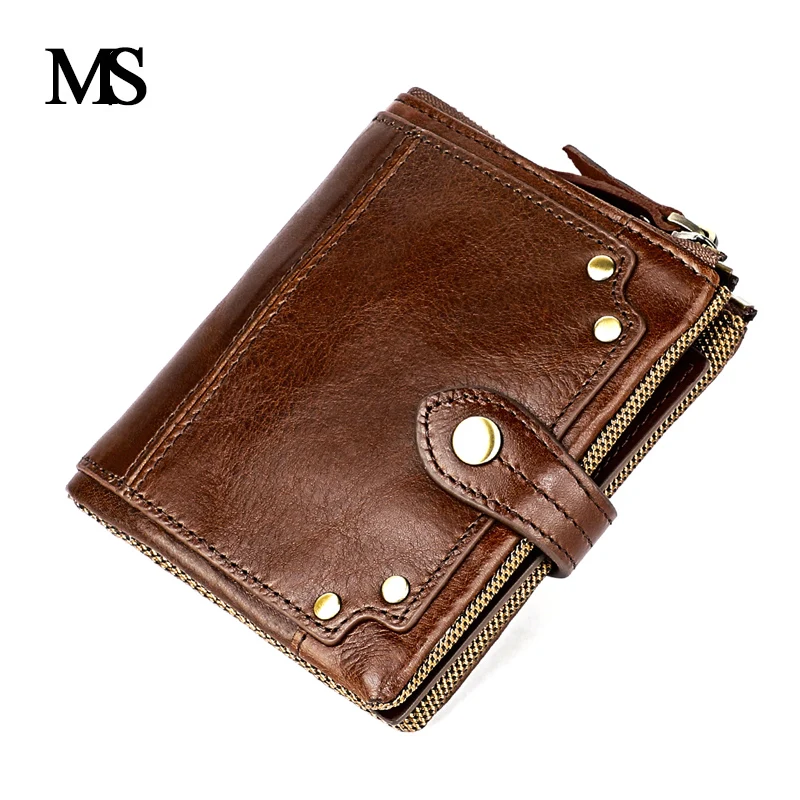 2020 New Genuine Leather Mens Wallet Man zipper Short Coin Purse Brand Male Cowhide Credit&id Wallet Multifunction Small Wallets