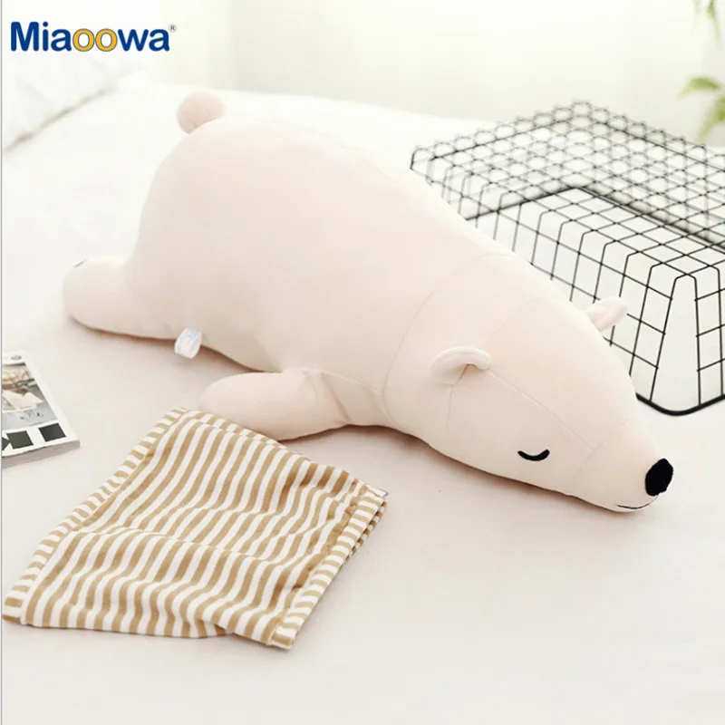 35-110CM Kawaii Dressing Polar Bear Plush Doll Baby Soft Stuffed Sleeping Bear Pillow Animal Plush Toys Cartoon Gifts