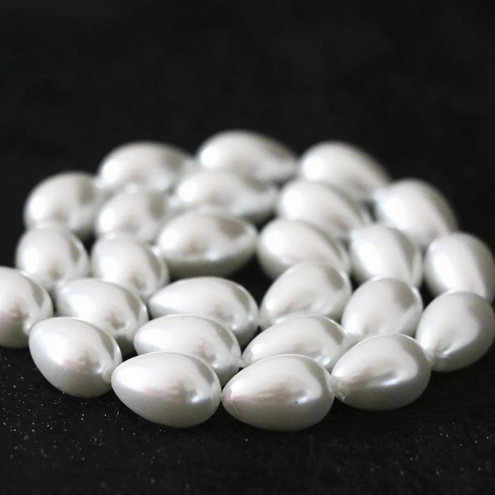 Glass pearl Water Drop Beads Light Imitation pearls Loose Beads For DIY Jewelry Making Bracelet Accessories 15\'\' 5x7mm - 9x13mm