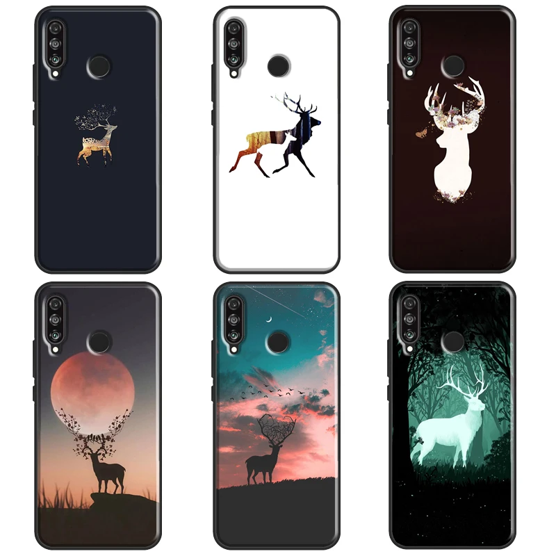 Deer Silhouette Painting For Huawei P30 Pro P20 P40 Lite P 10 Mate 20 Lite Case For Huawei P Smart 2019 Z Cover