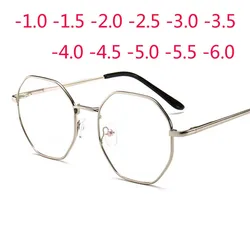 Regular Polygon Women Men Glasses Lady Luxury Retro Myopia Optical Mirror Eyewear -0.5 -1.0 -1.5 -2.0 -2.5 -3.0 -3.5 -4.0