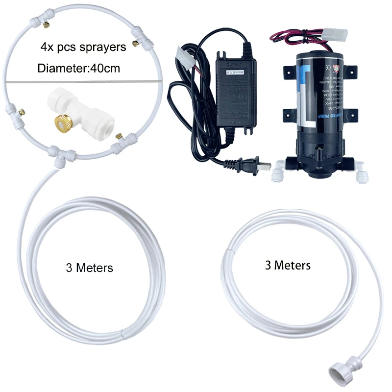 

Water Misting Fan Ring System With 24V Self Priming Pump For Cafe Restaurant Outdoor Sprayer Misting