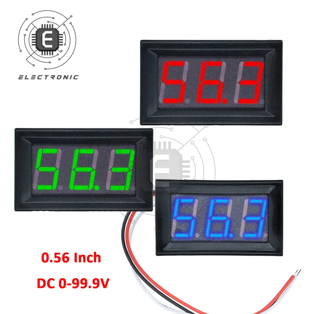 DIY Red Blue 0.56\'\' Digital LED Mini Display Module DC 0-100V Voltmeter Voltage Tester Panel Meter Gauge for Motorcycle Car