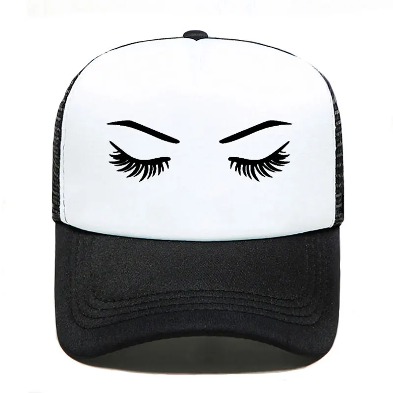 New Eye lashes Sleepy Print Casual Baseball Cap Funny Men Women Parent-child Hats Mesh Visor Outdoor Sun Hat Adjustable Caps