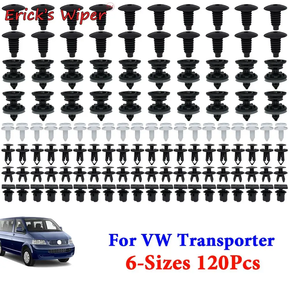 Erick\'s Wiper 120x Car Door Trim Panels Clips Auto Body Push Pin Rivet Interior Roof Carpet Retainer For VW Transporter T4 T5 T6