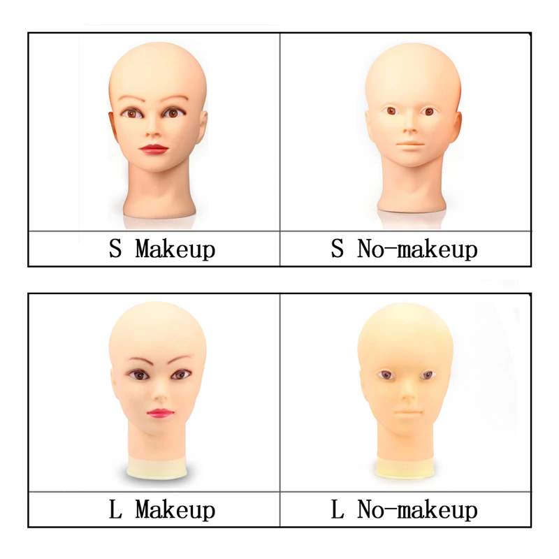 Female Bald Mannequin Head For Wig Making Hat Jewelry Display Cosmetology Beige Manikin Doll For Makeup Practice Tool