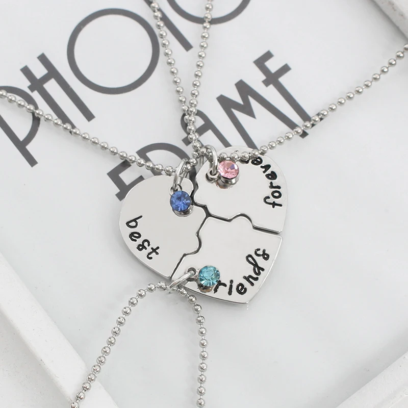3Pcs/Set Letters Best Friends Forever Friendship Necklace Undertale Colors Rhinestone BFF Friendships Chokers 2023 Gifts
