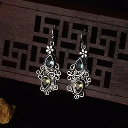 Bohemia 925 Sterling Silver Gemstone Drop Earring real Natural Amethyst Garnet Sapphire for Women Jewelry Bizuteria Earrings
